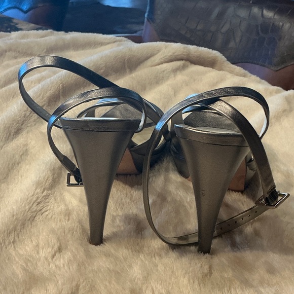 Via Spiga Metallic Silver Strappy Heels - Picture 3 of 4